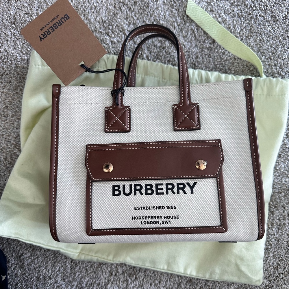Burberry Mini Horseferry Canvas Tote Authentic